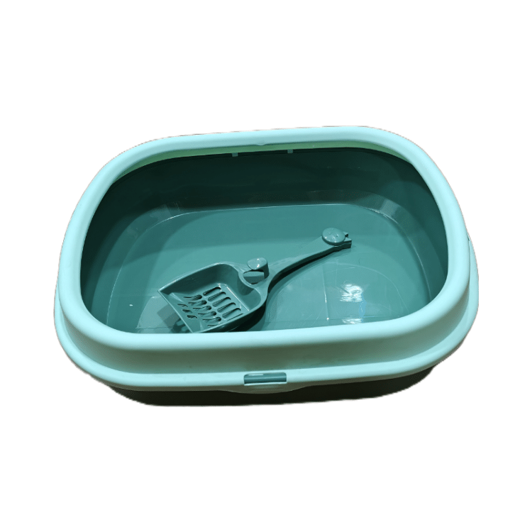 Green Cat Litter Tray with Spade