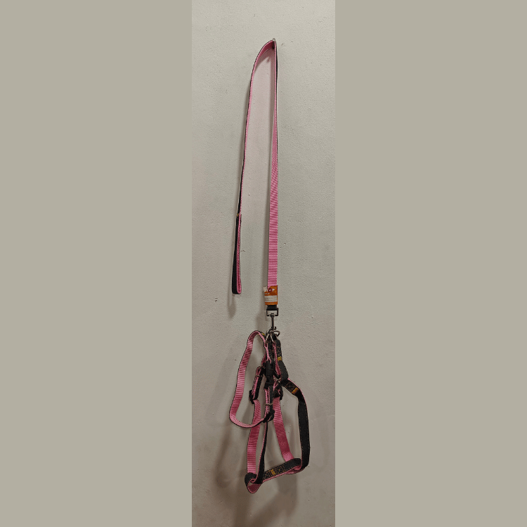 Long Strap Leash with Harness for Medium Sized Dogs Pink Colour