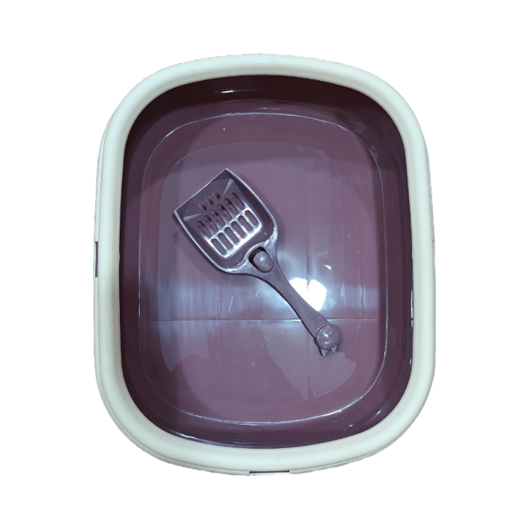Maroon & Beige Cat Litter Tray with Spade
