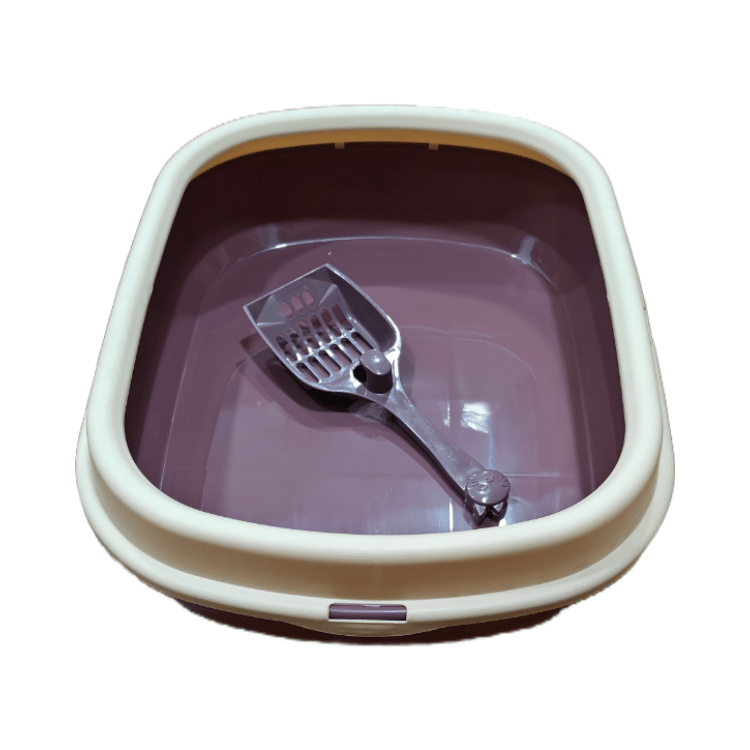 Maroon & Beige Cat Litter Tray with Spade