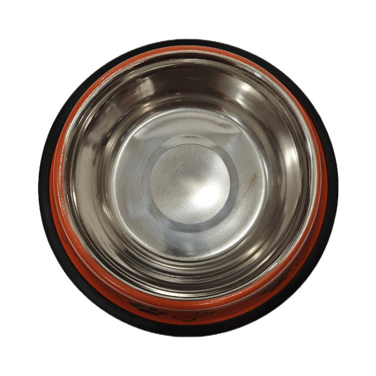 Premium Metallic Pet Food Bowl (Medium Size) Orange