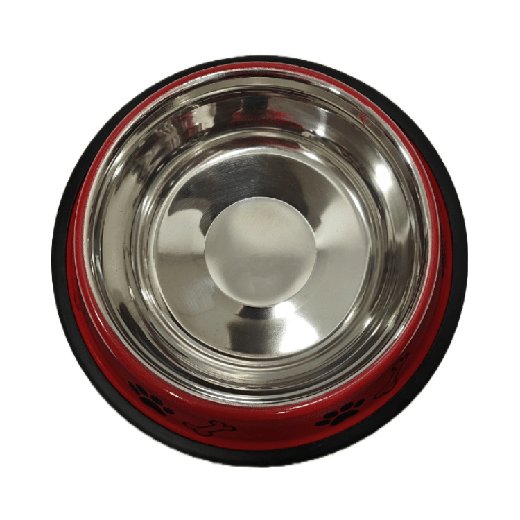 Premium Metallic Pet Food Bowl (Medium Size) Red