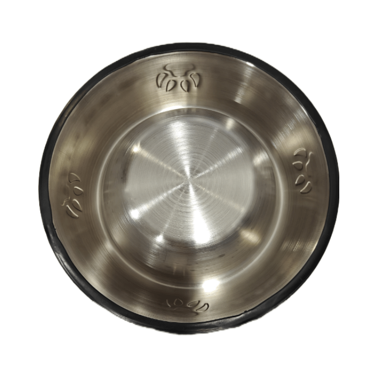 Premium Metallic Pet Food Bowl (Medium Size) Silver Under