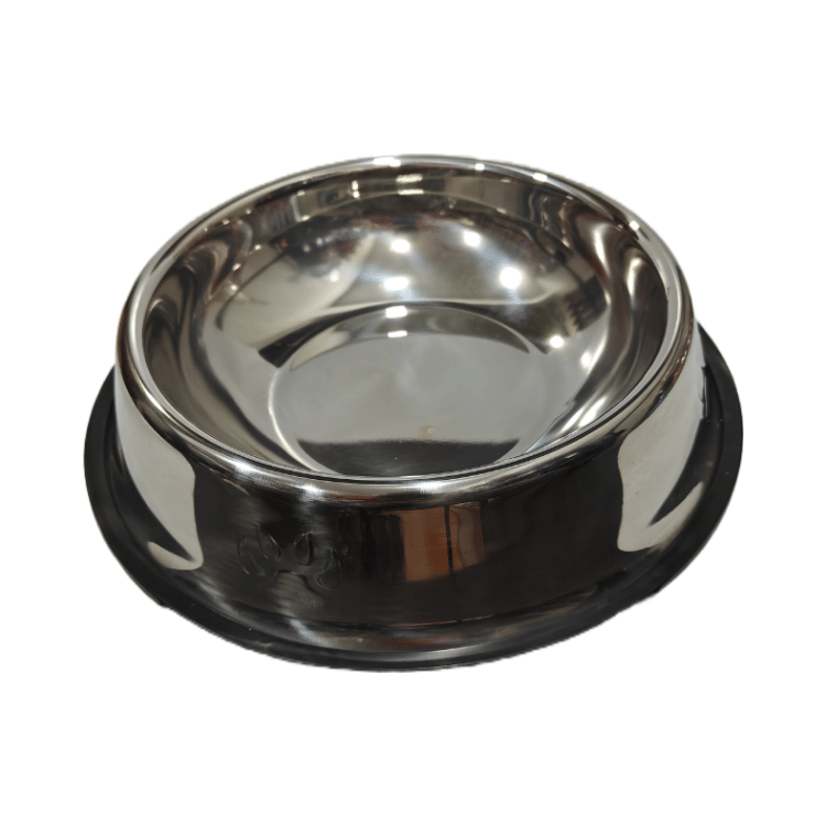 Premium Metallic Pet Food Bowl (Medium Size) Silver
